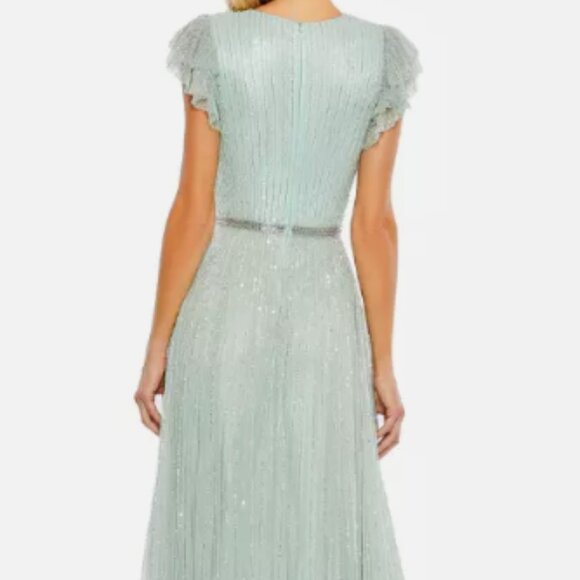 MAC DUGGAL 5502 SEQUINED WRAP OVER RUFFLED CAP SLEEVE SEAMIST GOWN sz 2 - Picture 5 of 6